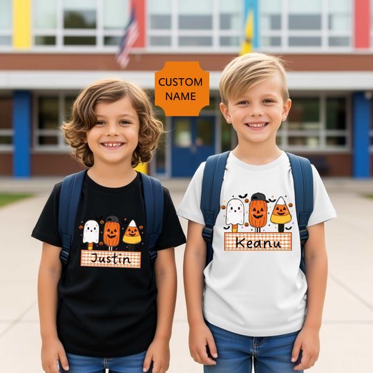 Customized Halloween School Shirt, Fall Gift For Kids, Boy Back To School Tee, Kindergarten Gift, Boys Halloween Shirt, Funny School Tshirt