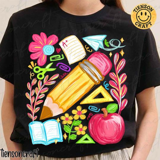 Floral Teacher Pencil  , Coquette Teacher Back To School  , 1st Day Of School  , Boho Floral Teacher, School Girl