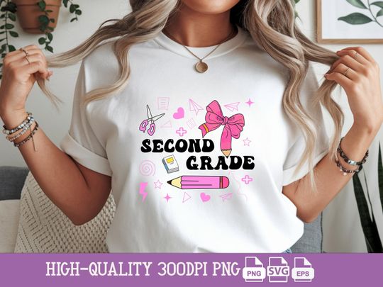 Cute Back to School T-Shirt Design | Pink Pencil & Bow  | Teacher Shirt Sublimation Clipart