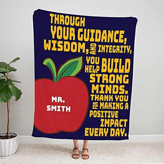 Teacher Blanket, Gift For Teacher, Custom Blanket, Teacher Gift, Teacher Appreciation, Name Blanket, Quote Blanket, Personalized Blanket
