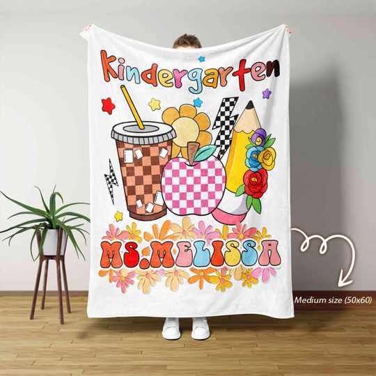 Personalized Teacher Name Blanket, Teacher Blanket, Kindergarten Teacher Blanket, Teacher Appreciation Gifts, Teacher Thank You Gift