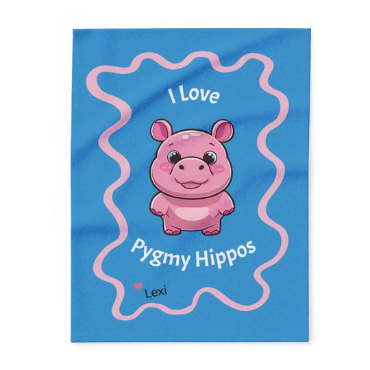 I Love Pygmy Hippos Fleece Blanket, Cozy Animal Lovers Unique Soft Fleece , Best Gifts for Kids, Christmas Gift, Back To School, Birthday