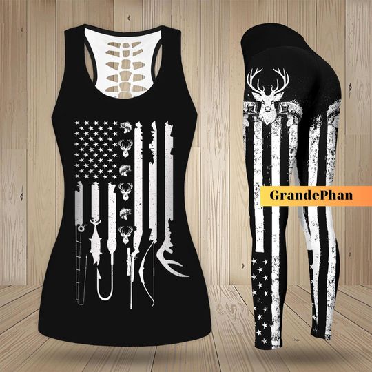 Hunting Fishing Tank Top/Leggings, Womens Fishing Leggings, Fishing Shirt, Fishing Tank, Fisher Tank Top, Summer Tank Top, Fisherman Sh