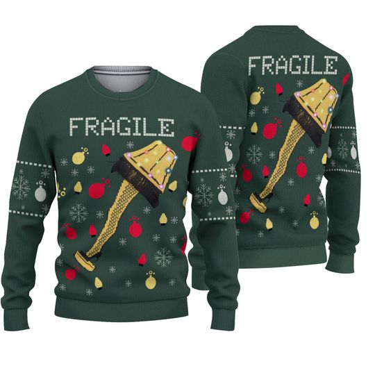 A Christmas Story Fragile Leg Lamp Light Up Print Ugly Christmas