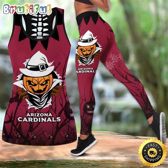 Arizonna Cardinals Pumpkin Halloween All Over Print 3D Tank Top Leggings Perfect Gift For Halloween