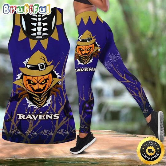 Baltimore Ravens Pumpkin Halloween All Over Print 3D Tank Top Leggings Perfect Gift For Halloween