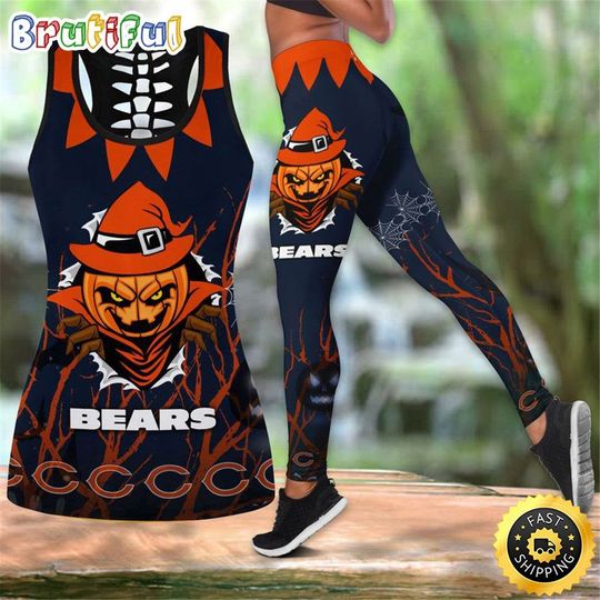 Chicago Bears Pumpkin Halloween All Over Print 3D Tank Top Leggings Perfect Gift For Halloween