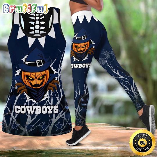 Dallas Cowboys Pumpkin Halloween All Over Print 3D Tank Top Leggings Perfect Gift For Halloween