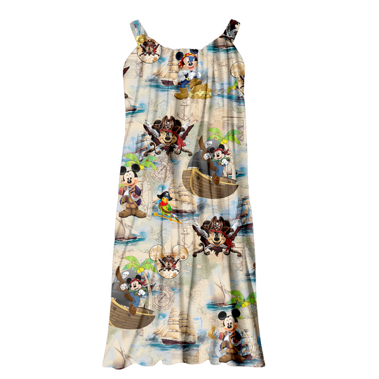 Disney Mickey Mouse Cruise Pirate Sling Summer Dress, Pirates Of The Caribbean Shirt, Mickey Women Dress, Mickey Pirate Beach Dress