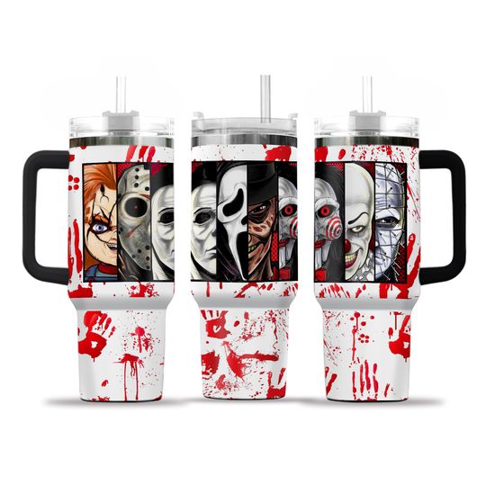 Glow in the dark 40oz, Horror Tumbler, 40oz Tumbler, Halloween Glow Tumbler, Horro movie Tumbler, Halloween Tumbler, Horror Movies
