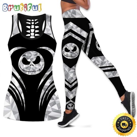 Jack Skellington Rubic Face Tank Top Legging Set Outfit Colorful 3D All Over Print