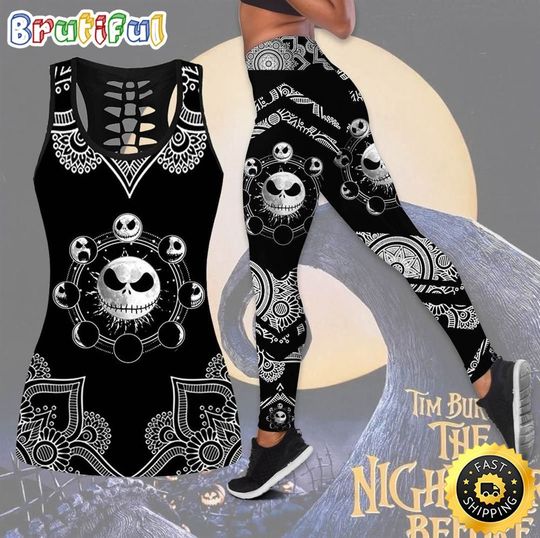 Jack Skellington Tank Top Legging Set Outfit Colorful 3D