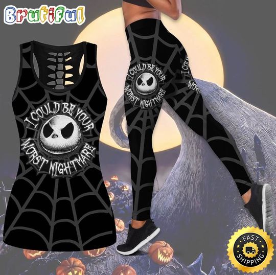 Jack Skellington Tank Top Legging Set Outfit Black 3D All Over Print