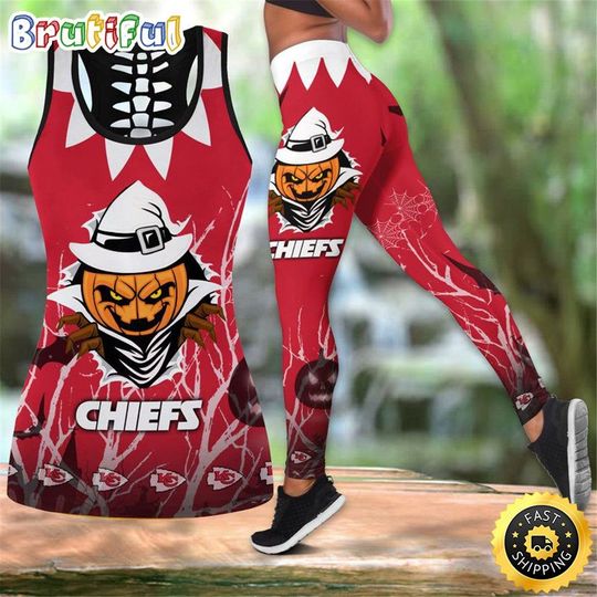 Kansas City Chiefs Pumpkin Halloween All Over Print 3D Tank Top Leggings Perfect Gift For Halloween
