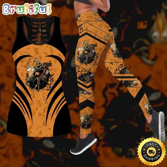 The Nightmare Before Christmas Halloween Town Women Tank Top Legging Set Outfit 3D All Over Print