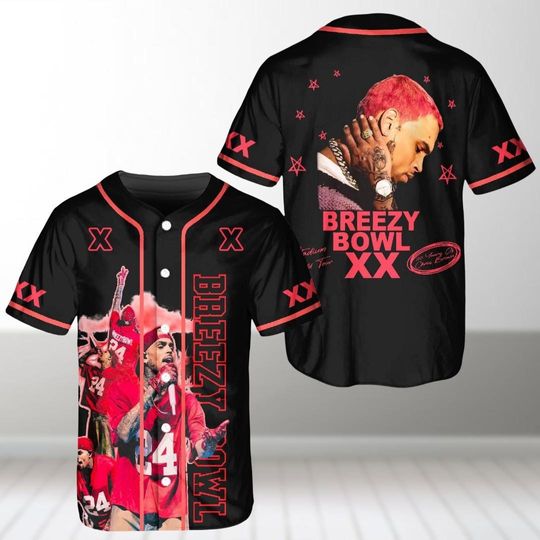Chris Brown Breezy Bowl XX Tour Jersey, Chris Brown Fan Jersey, CB Tour 2025 Chris Brown Crop Top Graphic Chris Brown Jersey