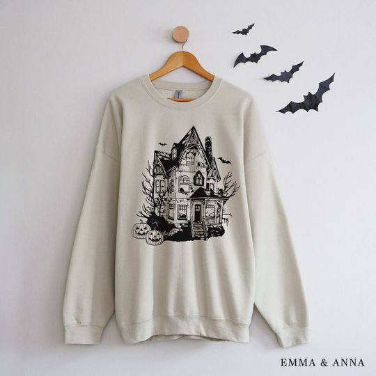 Haunted House Sweatshirt – Spooky Halloween Crewneck for Fall Nights