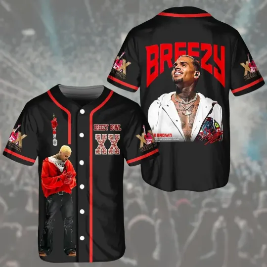 Personalized Chris Brown Jersey, Chris Brown Breezy Bowl XX Tour Baseball Shirt