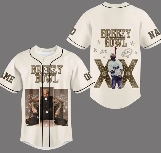 Personalized Chris Brown Jersey, Chris Brown Breezy Bowl XX Tour Baseball Shirt