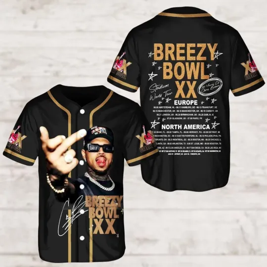 Custom Chris Brown Tour Jersey, Breezy Bowl Baseball Jersey, Breezy Bowl XX 2025