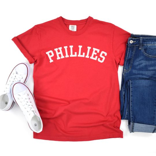 Comfort Colors Phillies T-Shirt, Vintage Retro Red Tee, Unisex Baseball Top