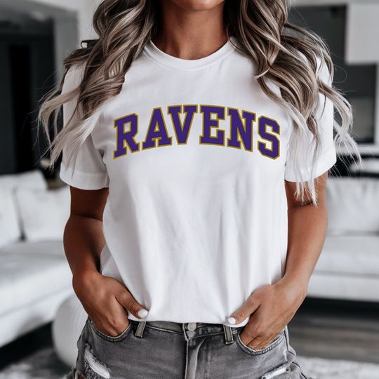 Bella Canvas Ravens Unisex T-Shirt, Classic White, Vintage & Minimalist Ravens Tee