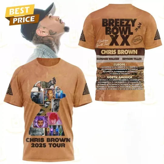 New! Chris Brown Breezy Bowl XX Tour 2025 3D T-Shirt