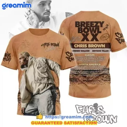 3D Unisex Chris Brown Breezy Bowl XX 2025 Tour Shirt