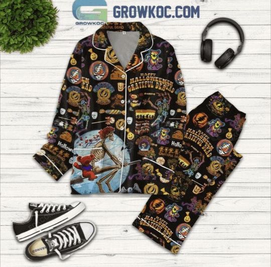 Grateful Dead Halloween Pajamas  Dancing Bear Spooky Sleepwear Set