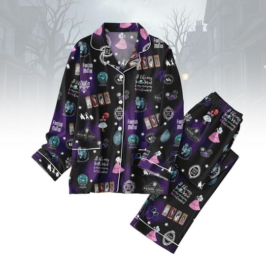 Haunted Mansion Pajamas Set, Madame Leota Halloween Women Pajamas, Foolish Mortal Sleepwear, Spooky Ghost Matching Family Pajamas