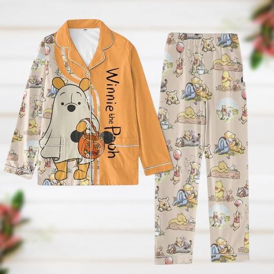 Halloween Winnie The Pooh Pajamas, Pooh Bear Ghost Pajamas Set, Disneyland Halloween Bear Pj Set, Spooky Season Gift