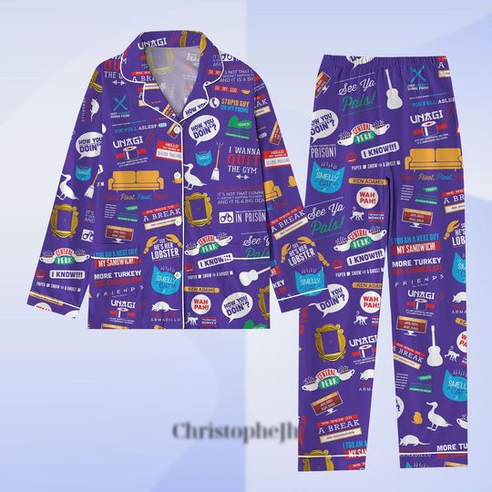 Friends Pajamas Set, Halloween Friends TV Series Pjs, Chandler Bing Friends, Friends Movie Pajamas Pants, Friends Sitcom Pjs, Halloween