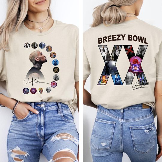 Chris Brown Tour Breezy Bowl XX T-Shirt, Double Sided T-Shirt, Chris Brown Album & Concert Tee