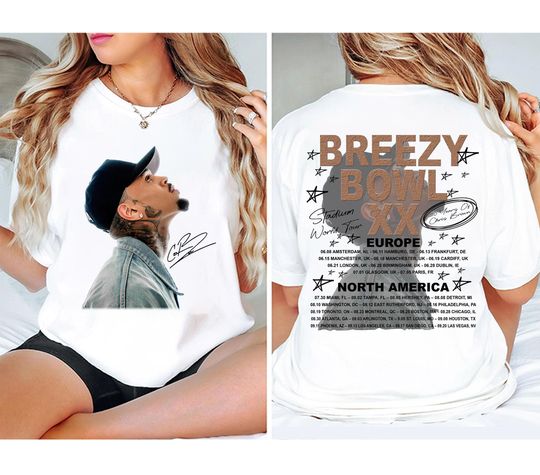 Chris Brown Breezy Bowl XX Tour 2 sided T-Shirt, Chris Brown Album Shirt, Chris Brown Fan Gift, Chris Brown Merch