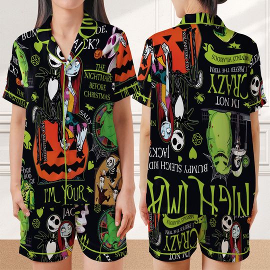 Nightmare Halloween Pajama Long Sleeve - Short Sleeve 7 sizes, Gift for Friends, Gift For Kid, Horror Movie Nightmare Pajama Gift