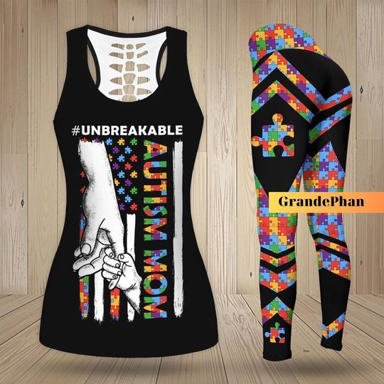 Autism Mom Tank Top, Autism Mom Legging Set, Autism Support Gym Tank Top, Awareness Tank Top, Gift For Mom, Womens Leggings