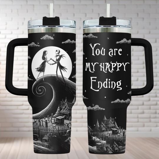 Jack And Sally Tumbler 40Oz, Nightmare Before Christmas Tumbler, Disney Couple Tumbler, You Are My Happy Ending Coffee Cup, Couple Gift