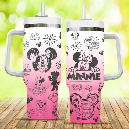 Disney Minnie Mouse Engraved Tumbler 40Oz, Minnie Coffee Tumbler, Disneyland Cup, Disneyworld Tumbler, Disney Trip, Disney Vacation