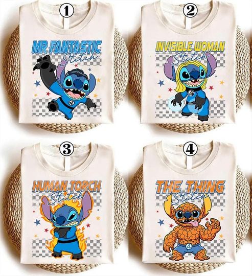 Stitch Cosplay Fantastic Four Comfort Shirt, Disneyland Stitch Costume Shirt, Fantastic 4 Shirt, Superhero Stitch Shirt, Stitch Birthday Tee