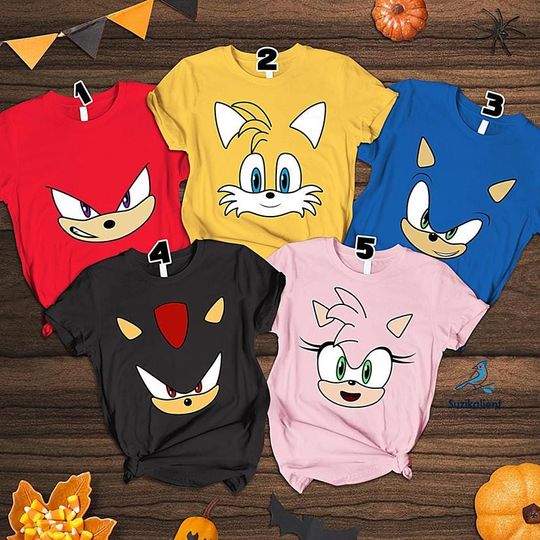Sonic the Hedgehog Costume Shirt | Sonic Costume Shirt | Miles Tails Prower Amy Rose Costume Shirt | Matching Family Halloween Costume Shirt
