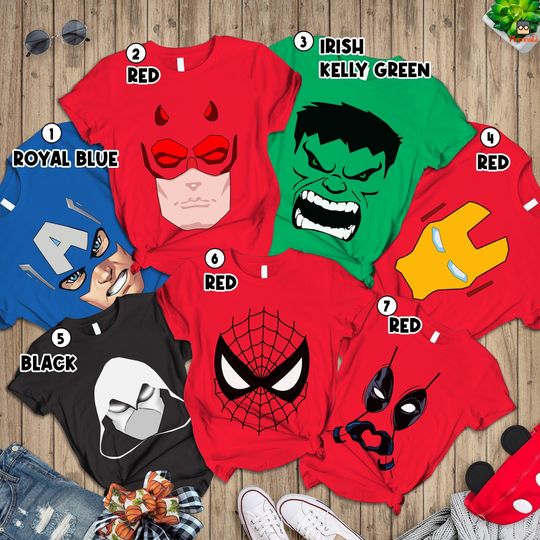 Avengers Halloween Costume Shirt, Avengers Team Shirt, Spider Man Iron Man Captain America Costume, Superhero Costume, Family Costume Shirt