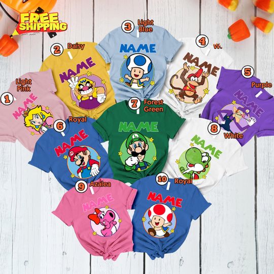 Personalized Super Mario Family Costume Shirt Super Mario Matching Shirt Super Mario Halloween Group Tee Super Mario Halloween Party Shirt