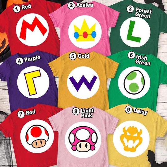 SuperMario Halloween Costume Shirt, Group Mario Matching Halloween Costume, Mario Bros Princess Peach Shirt, Family Halloween Party 2025