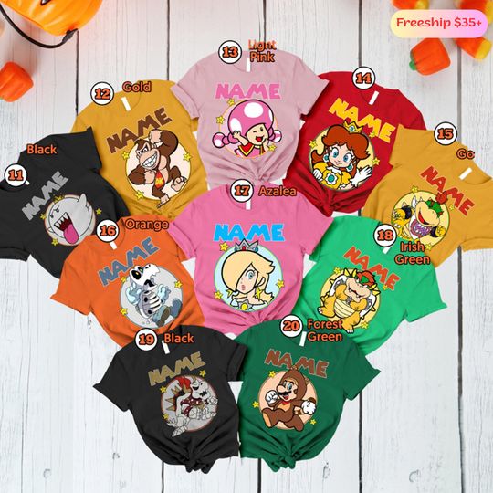 Personalized Super Mario Family Costume Shirt Super Mario Matching Shirt Super Mario Halloween Group Tee Super Mario Halloween Party Shirt