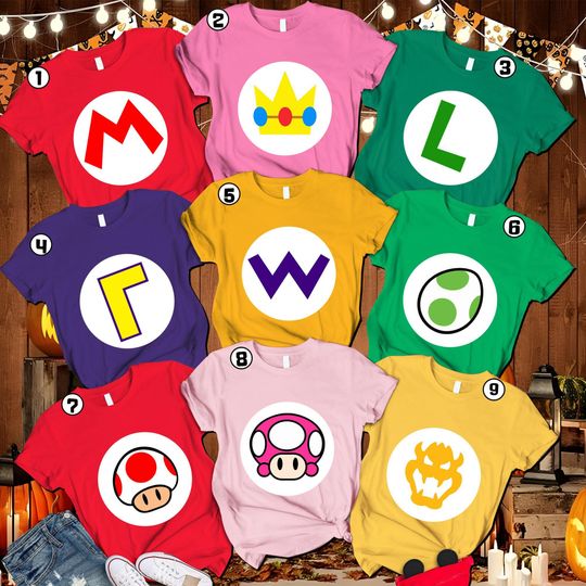 Super Mario Halloween Costume Shirt, Mario Family Group Matching Shirt, Mario Luigi Princess Peach, Mario Epic Universe Shirt Halloween 2025