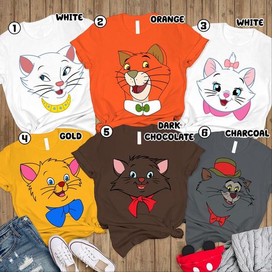 The Aristocats Halloween Costume Shirt, Marie Aristocats Shirt, Disneyland Family Matching Tee, Thomas Berlioz Toulouse Duchess Cat Tee