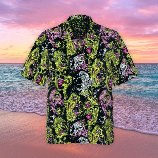 Horror Zombie Hawaiian Shirt and Shorts, Summer Vacation Outfit, Gift For Men Women, Cool Shirt for Halloween