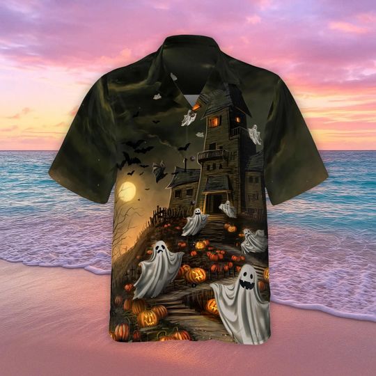 Halloween Haunted House Hawaiian Shirt, Horror Night Aloha Shirt, Gift For Men And Women