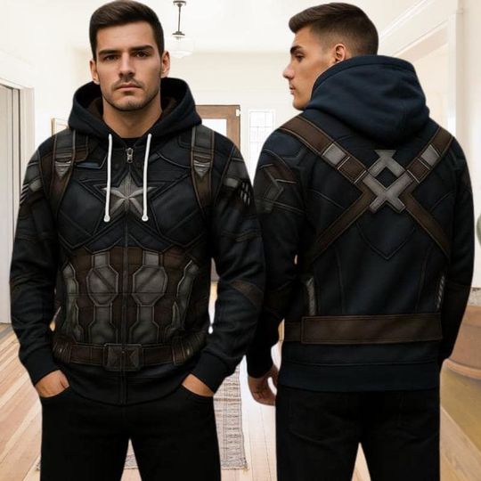 The Winter Soldier Captain America Hoodie Shirt Winter Soldier Costume Hoodie Shirt Halloween Party 2025 Halloween Matching Group Shirt