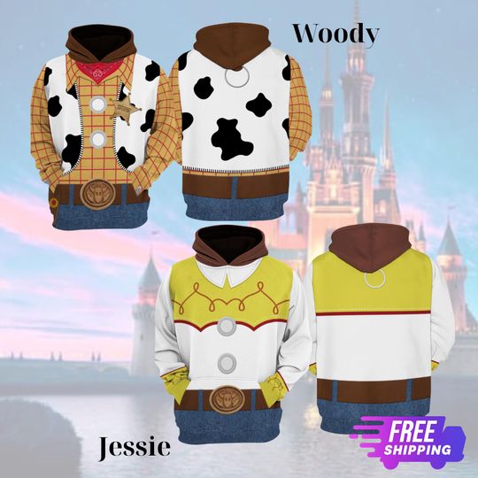 Toy Story Woody Jessie Couple Hoodie, Woody and Jessie Matching Shirt, Toy Story Halloween Costume Disneyland Couple Matching Tee